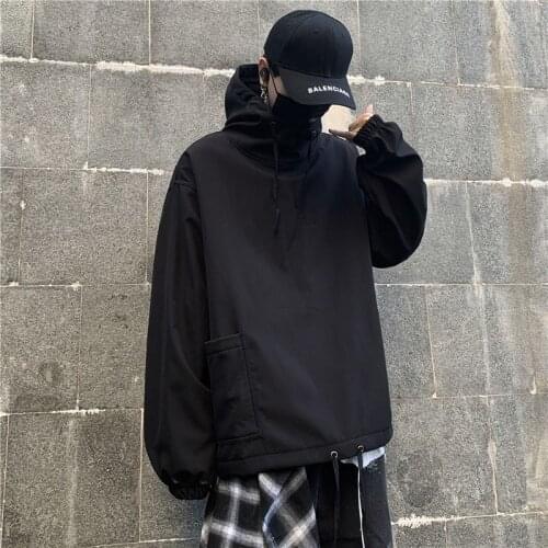 2020 Fashion New Harajuku Style Autumn Winter Plush Hooded Pocket Thermal Windbreaker Coat Hoodie Men And Women