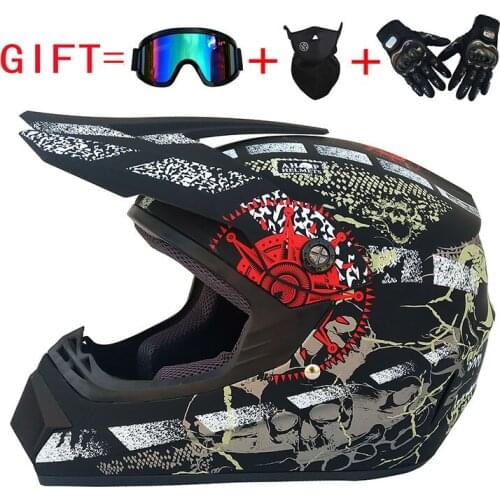 Motorcycle cross-country helmet motorcycle helmet four seasons men and women cross-country helmet goggles glove mask