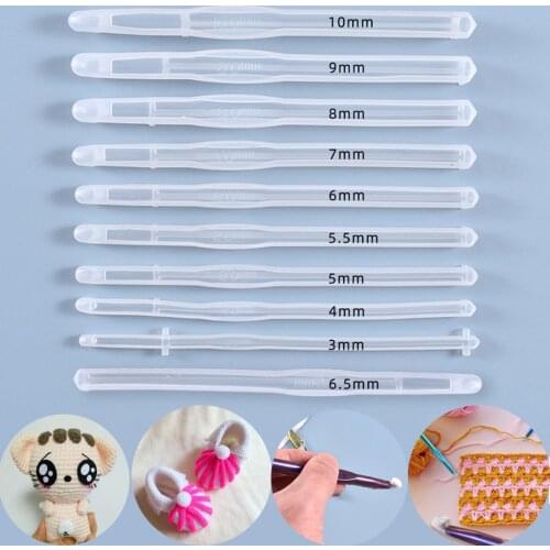 10 pcs Sizes Crochet Hooks Knitting Needles Set Molds 3-10mm Crochet Silicone Mould DIY Epoxy UV Resin Sewing Craft Needles Tool