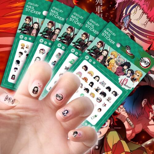 Demon Slayer Nail Art Stickers Tips Kamado Nezuko Japanese Animation Peripherals Creativity Hand Manicure Decoration Decals Hot