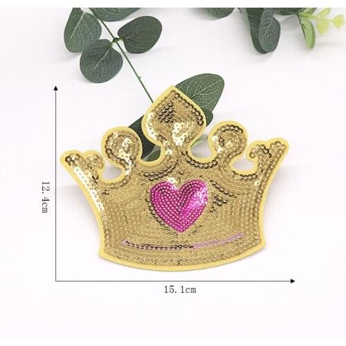 50pcs/lot Crown Sequins Embroidery Patches Letters Clothing Decoration Accessories Diy Iron Heat Transfer Applique Clothes