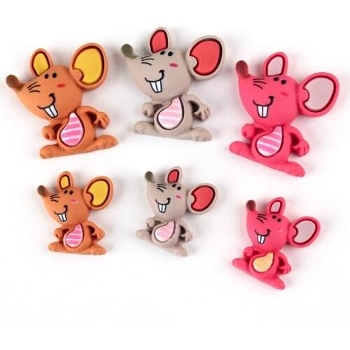 New Resin Cabochons Ornament Accessories 10pcs Kawaii Cute Animal Mouse Patch Cameo Embellishments Scrapbooking Girl Bow Center