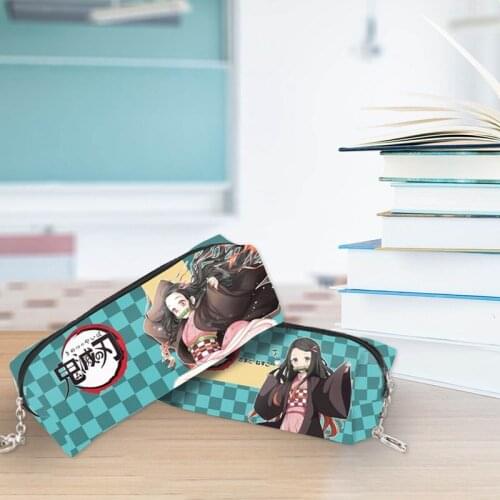 New Anime Demon Slayer: Kimetsu No Yaiba Kamado Nezuko Cosplay Student Pen Bag Pencil Case Cosmetic Bag Storage Bag Xmas Gifts