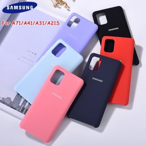 New Phone Case For Samsung A71 A31 A41 A21S SM-A7160 Liquid Silicone Back Cover Soft-touch Solid Color Protect Shockproof Shell