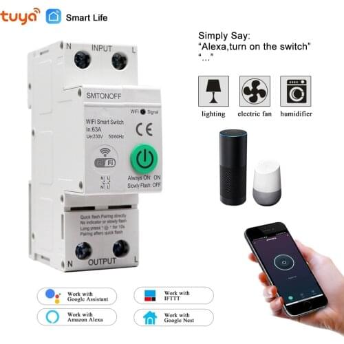 EWelink WiFi remote control circuit breakerSmart din rail switch compatiable with Alexa and google home for Smart Home