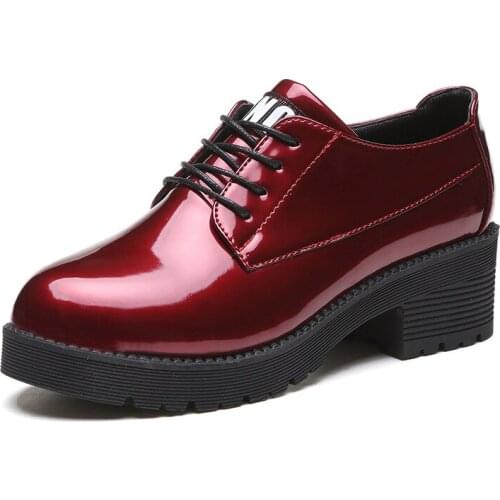 2021 Autumn Womens Round Toe Platform Shoes Breathable Increased British Style Small Leather Shoes Black Student Leather Flats