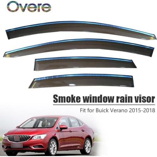 Overe 4Pcs/1Set Smoke Window Rain Visor For Buick Verano 2015 2016 2017 2018 Styling ABS Awnings Shelters Guard Accessories