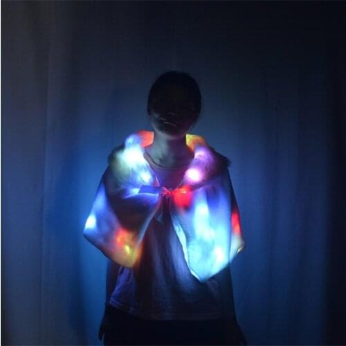 P39 Colorful led light fur coak dj wears luminous cloak stage singer dress glowing led costumes party lighted clothe disco rave