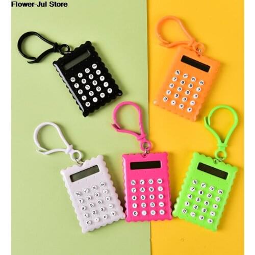 Plastic Mini Keychain Calculator Handheld Pocket Type Coin Batteries Calculator Small battery office supplies student stationery
