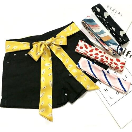 Korean Joker Scarf for women small long Imitation silk scarf bag hair ribbons tie laides scarves belt head bands infinity scarf