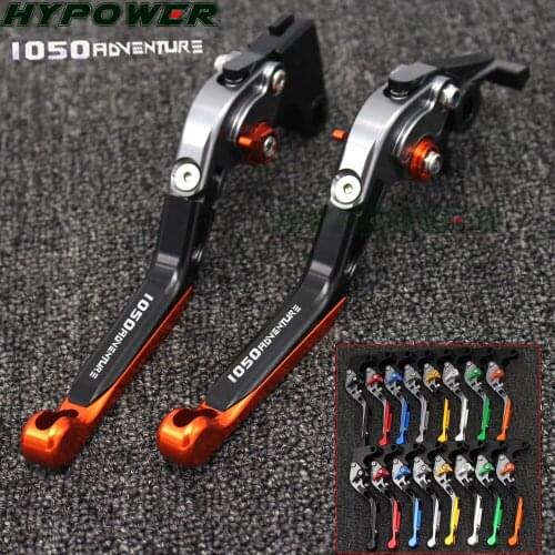 For KTM 1050 ADVENTURE 2015 2016 Orange WITH LOGO Free shipping Motorcycle Adjustable Folding Extendable Brake Clutch Lever