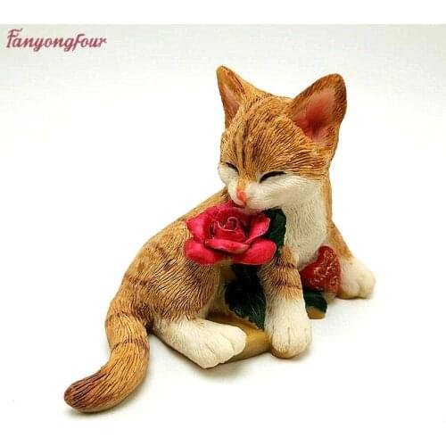 Romantic Rose Cat 3D Mould Silicone Cake For Kitchen Grill Chocolate Soap Candle Mould