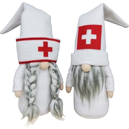Handmade Gnome Plush Ornaments for Doctor and Nurse Day Holiday Gnome Swedish Elf Decoration for Party Home Decor