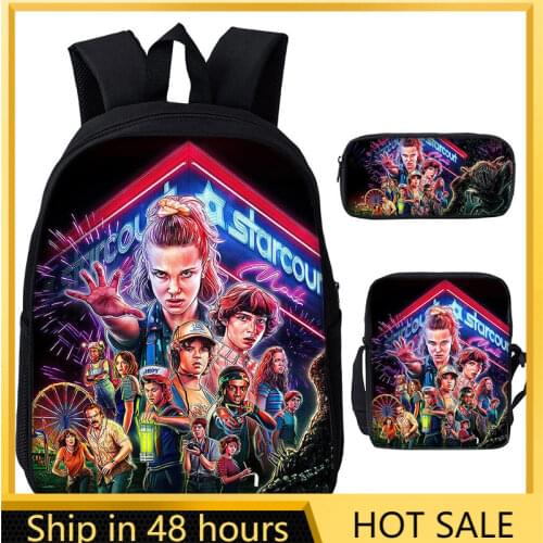Mochila stranger things Backpack for Boys Girls School Bags Kids 3D Anime Pattern BookBag Kids School Bag Pack