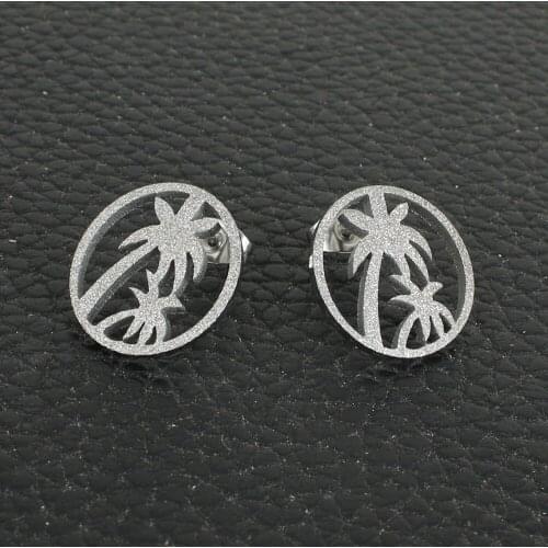 Wholesale Fashion Round Stainless Steel Jewelry Stud Earrings For Woman ERYZ005