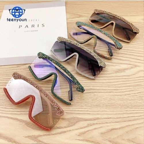 TEENYOUN Luxury Rhinestone Square Women sunglasses brand design Sun glasses Oversized Eyeglasses Shades for Female oculos