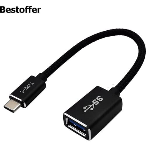 TOP Quality Braided Male USB 3.1Type C to Standard Female USB 3.0 Port OTG Adaptor 0.2M