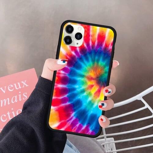 JAMULAR Colorful Tie Dye Rainbow Phone Case For iPhone 7 SE20 11 Pro 12 XR XS MAX X 8 6Plus Silicone PC Hard Cover Matte Funda