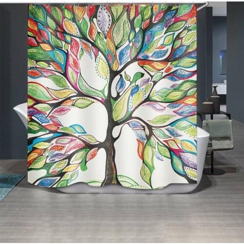 Cartoon Pattern Printed Shower Curtains Creative Waterproof Mildew Polyester Quick Dry Fabric Bathroom Curtain with 12 pcs Hooks