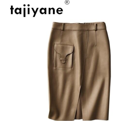 Black Real Skirt Sheepskin Midi Skirt Summer Elegant Genuine Leather High Waist Skirts Woman Skirts Mujer Faldas TN2176