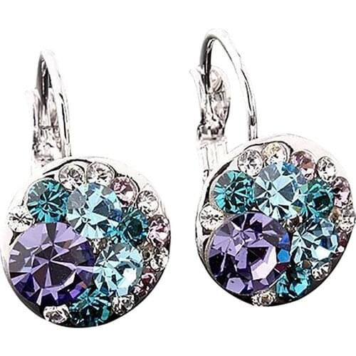 Hot Sale Women Exquisite Earrings Cubic Zirconia Full Crystal Leverback Alloy Earrings New Chirstmas Gift For Wife