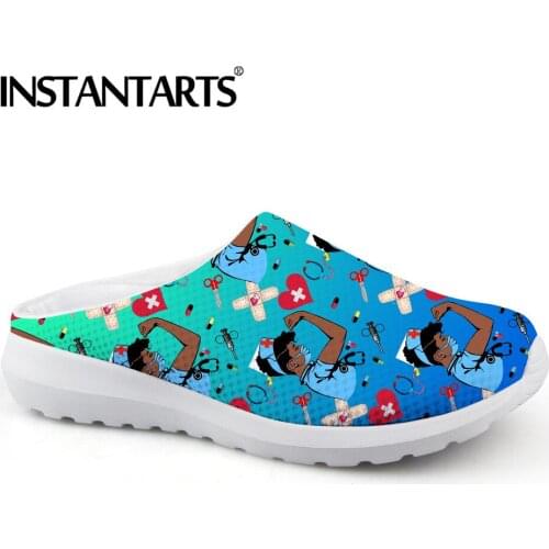 INSTANTARTS Gradient Nurse Shoes Summer Sandals for Women Slipper Black Girls Physio Medical Designer Beach Flip Flops Sandalias