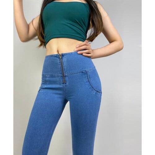 Melody Fashion Skinny Straight Jeans Women 2021 High Waist Sexy Bum Lift High Street Long Blue Denim Pants