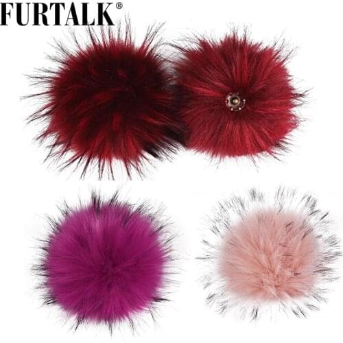 FURTALK Knitted pompom for hat detachable pom pom Faux Fur Pompom for winter women