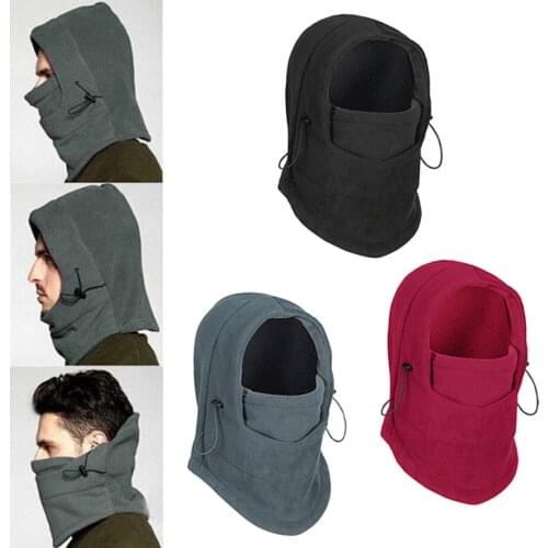 Unisex Winter Polar Fleece Hood Hat Casual Beanie Ski Snow Cap Snood Scarf Warmer Snood Hood Balaclava Hat