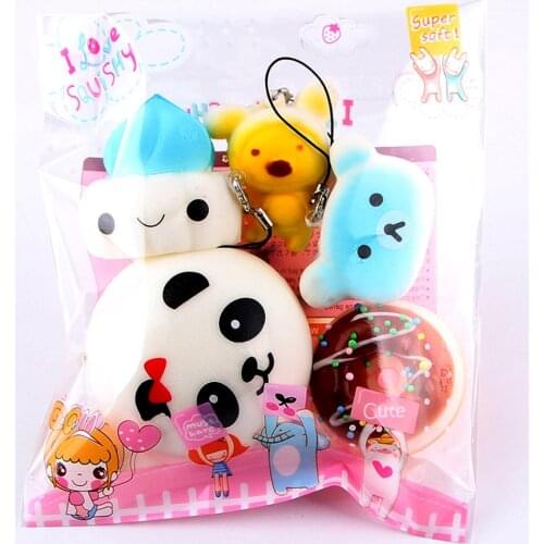 10pcs Medium Mini Soft Bread Toys Key Squishies Stress Relief Funny Toys Kawaii Squishy Toys Children Slow Rising Antistress Toy