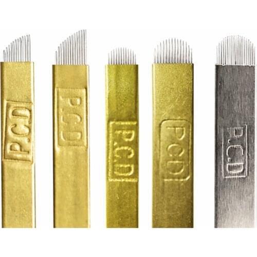 100pcs Blade Laminas Hard PCD Microblading Needles 12/14/12u/14u for Microblading 3D Embroidery Pernement Makeup Eyebrow Machine