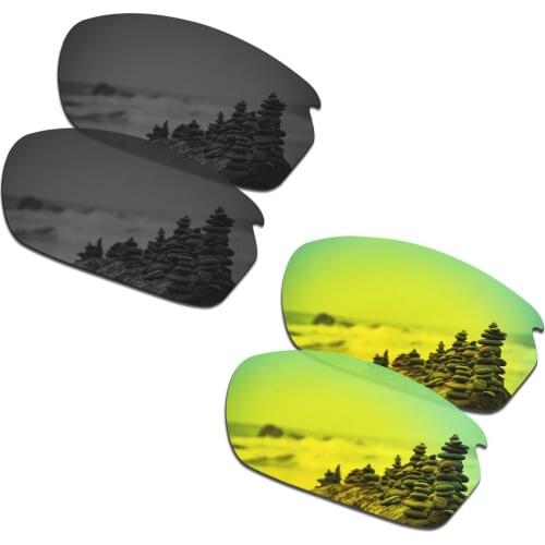 SmartVLT 2 Pairs Polarized Sunglasses Replacement Lenses for Oakley Carbon Shift Stealth Black and 24K Gold