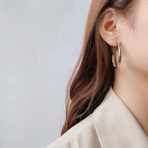 2021 Fashion Gold Silver Earrings Stainless Steel Earrings Women Girls Jewelry Korean Jewelry Accessories Hoop Earrings