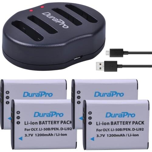 4pcs 1200mAh Li-50B D-LI92 Li 50B D LI92 Li-ion Camera Battery + USB Dual Charger for OLYMPUS SP 810 800UZ u6010 u6020 u9010 SZ1