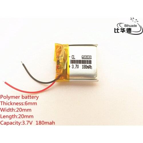 5pcs 3.7V 180mAh 602020 Lithium Polymer Li-Po li ion Rechargeable Battery cells For Mp3 MP4 MP5 GPS PSP mobile bluetooth