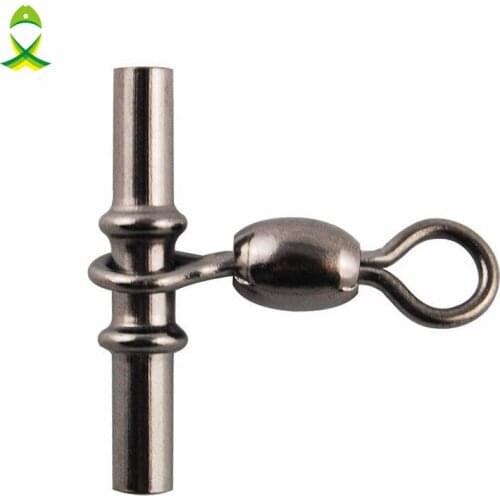 JSM 50pcs Cross Line Crane Fishing Swivel Brass With Black Nickle Fishing Cross-line Crane Swivels Connector Size 1 2 3 1/0 2/0
