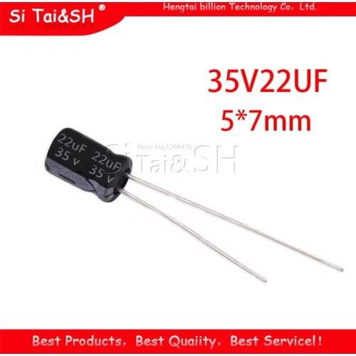 50PCS Higt quality 35V22UF 5X7mm 22UF 35V Electrolytic capacitor