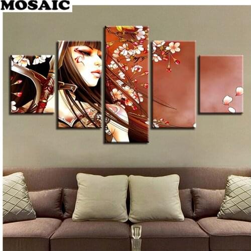 5D diy Diamond Embroidery 5 Pieces Game Cartoon Characters Pictures Diamond Painting Full Square/Round Drill Mosaic diamond art