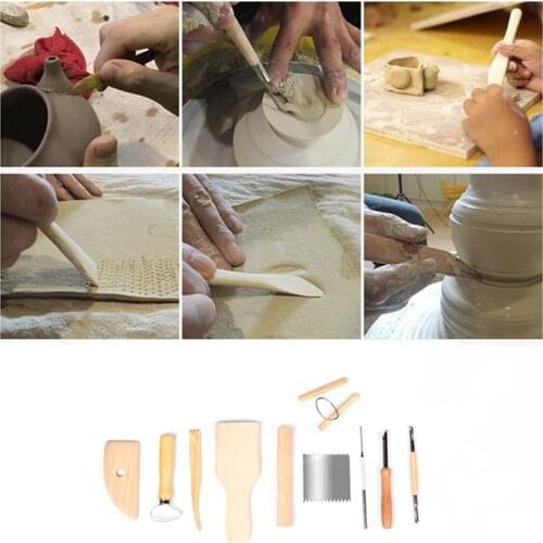 8PCS/Set Pottery Art Sculpting Tool Wood Handle Pottery Set Clay Carving Molding Polymer Shapers DIY Pottery Ceramic Tools