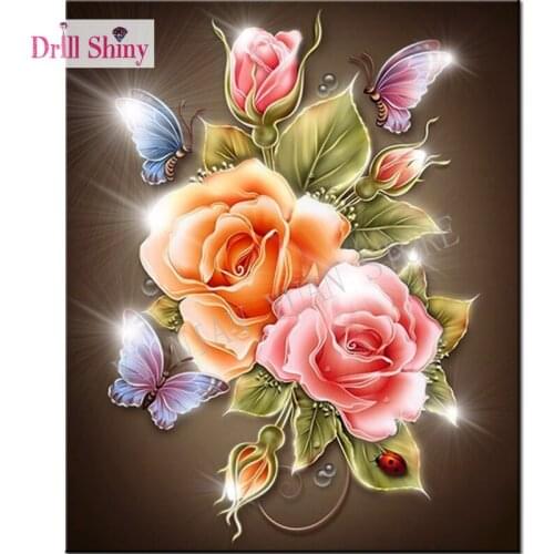 Full Square Drill 5D DIY Diamond Painting "Rose & butterfly" 3D Embroidery Cross Stitch kits Mosaic Rhinestone Home Decor gift