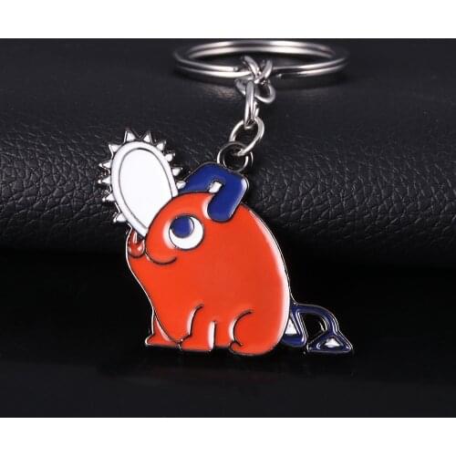 Anime Chainsaw Man Metal Keychain Cartoon Chainsaw Devil Pochita Key Chain for Women Men Car Keyring Jewelry