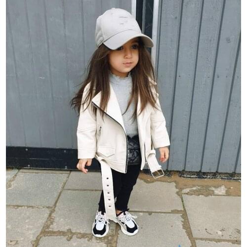 2020 Children Autumn Winter Jacket Toddler Kids PU Leather Coat Baby Boys Girls Short Children Zipper Sleeve Coats Outwear Sale