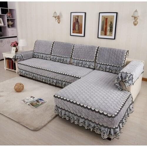European Lace Plush Sofa Sets High - Class Thick Soft Non Slip Sofa Cover Cushion Home Decoration