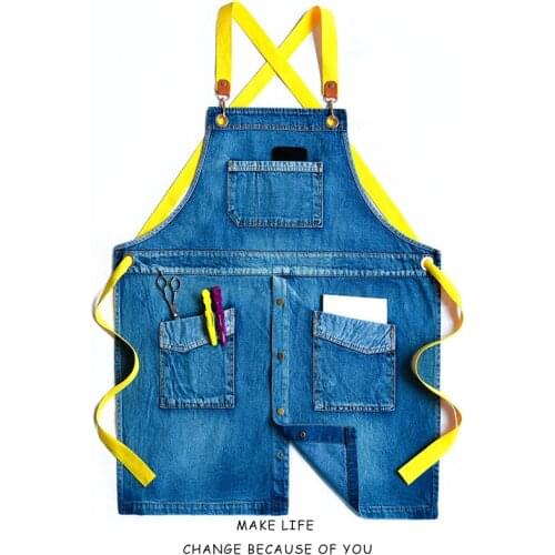 Apron Denim Home Kitchen Hairdresser Gardening Coffee Shop Painting Overalls Fashion Trend Garden Apron Barber Apron Men