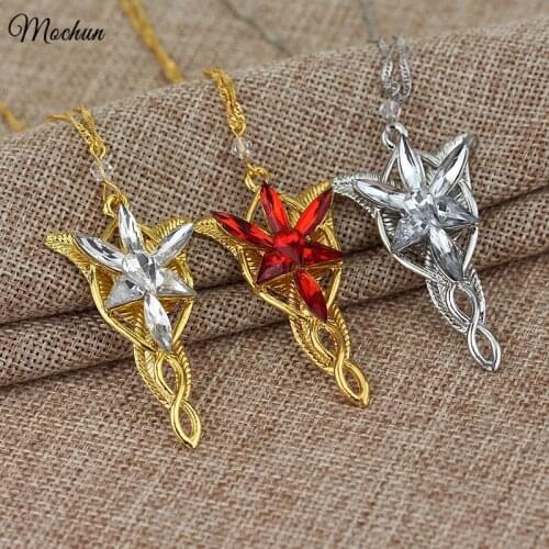 Hot Elves Princess Aragorn Arwen Evenstar the Lord of the twilight star Pendant Alloy Necklace Gift For Fans Movie Jewelry