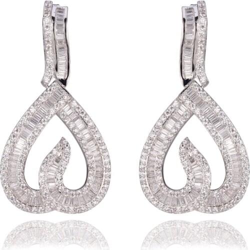 GrayBirds New Arrival Fashion High Quality Exaggerated Long Big Heart Earrings For Women,AAA Zircon Luxury Earrings MLE121