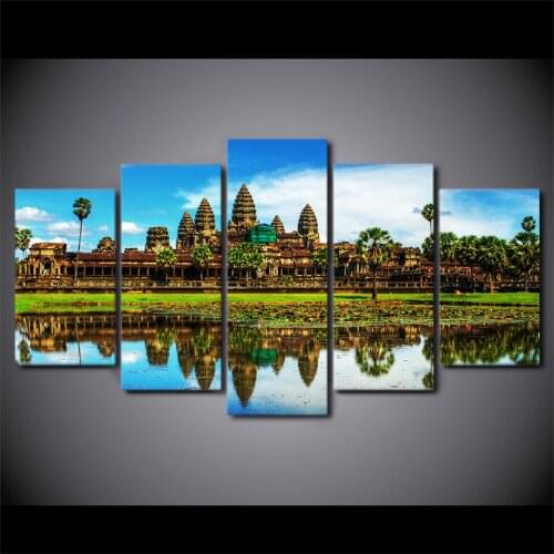 Canvas HD Print Pictures Wall Art Frame 5 Pieces Angkor Monuments Bakong Beautiful Sights Painting Poster Bedroom Home Decor