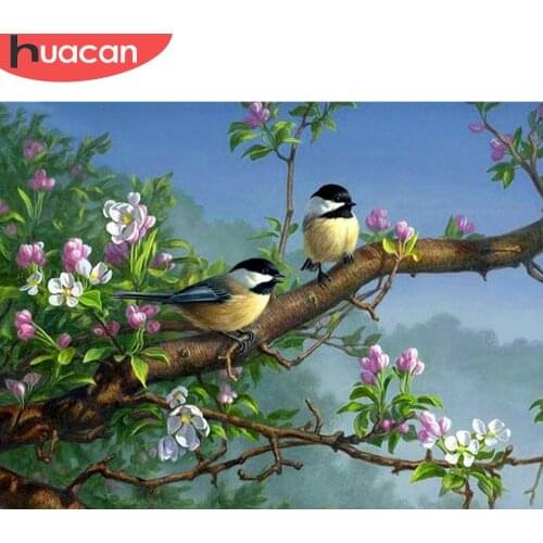 HUACAN 5D DIY Diamond Painting Bird Flower Full Drill Square Home Decoration Embroidery Handcraft Art Kits