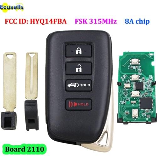 4B FSK 315MHz Pro smart keyless go Remote Key fob (SUV) Board 2110 8A CHIP FCC ID: HYQ14FBA for Lexus LX570 NX200T NX300 NX300H