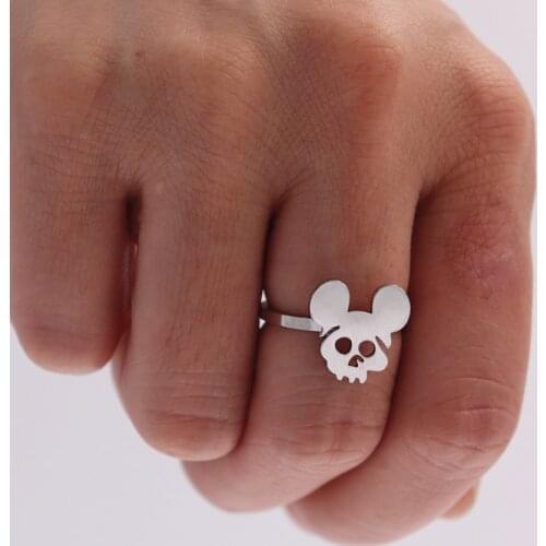 10pcs Mouse Rings Women Men Birthday Gift Cute Animal Anello Uomo Adjustable Rings Stainless Steel Bijoux BFF Jewelry